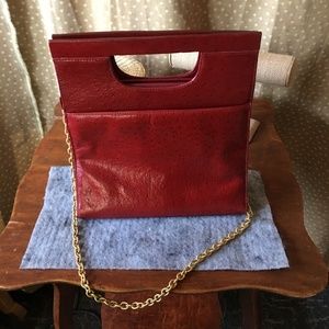 GIANI BERNINI VINTAGE RED OSTRICH LEATHER TOTE